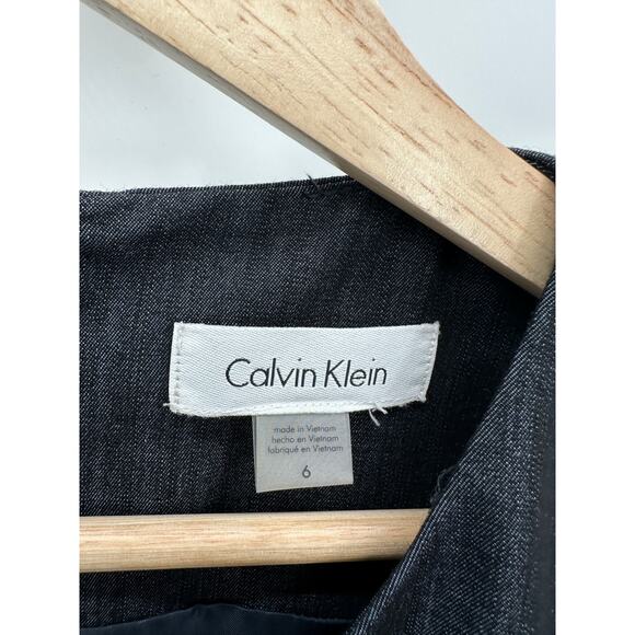 Calvin Klein Top Women 6 Dark Blue Zip Front Sleeveless Back Zip Peplum Blouse - Picture 4 of 8